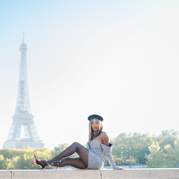 Women’s Halter Sleeve houndstooth dress - Picture 14 of 16